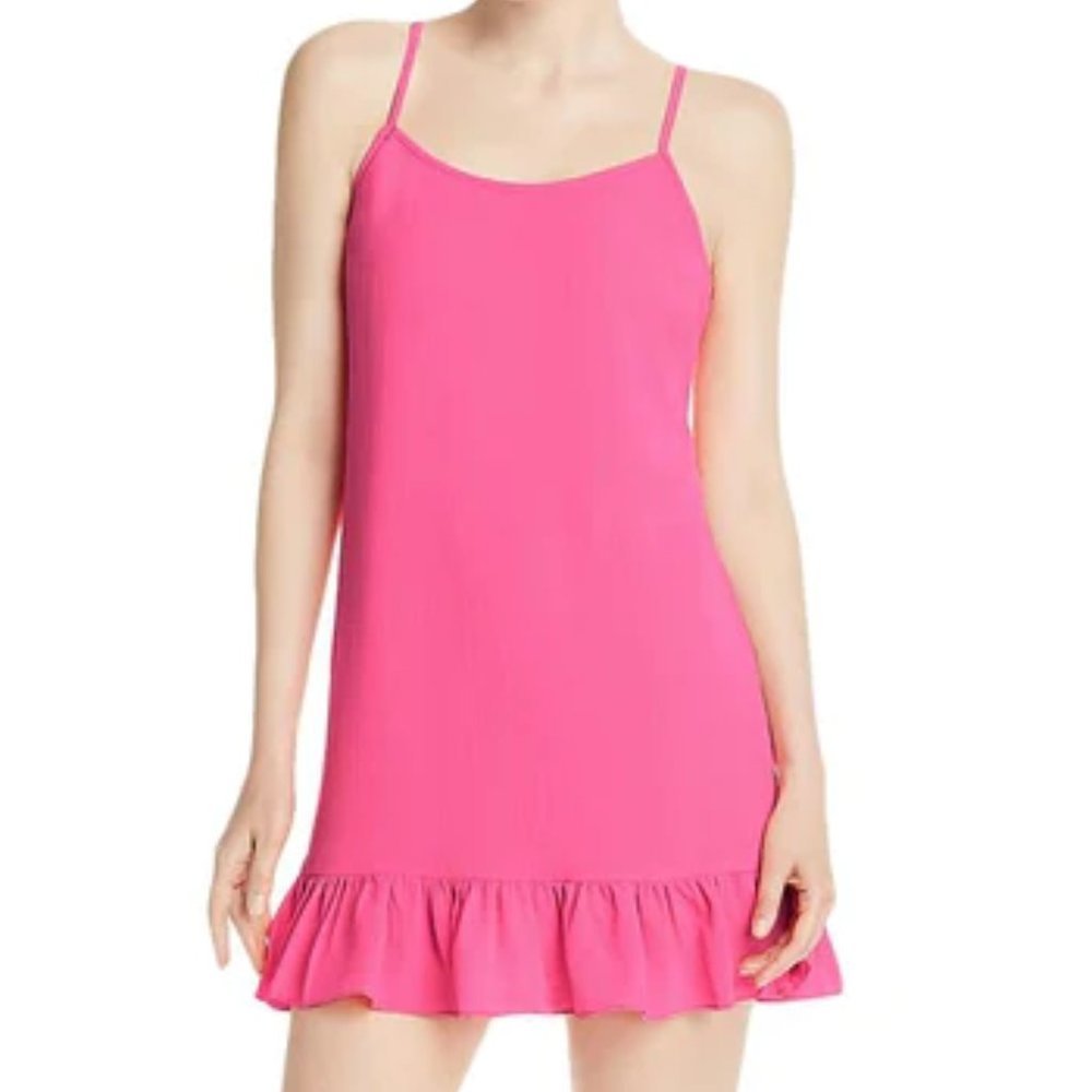 NWT Aqua Women's Hot Pink Flounce Hem Sleeveless Mini Dress - Picture 3 of 5